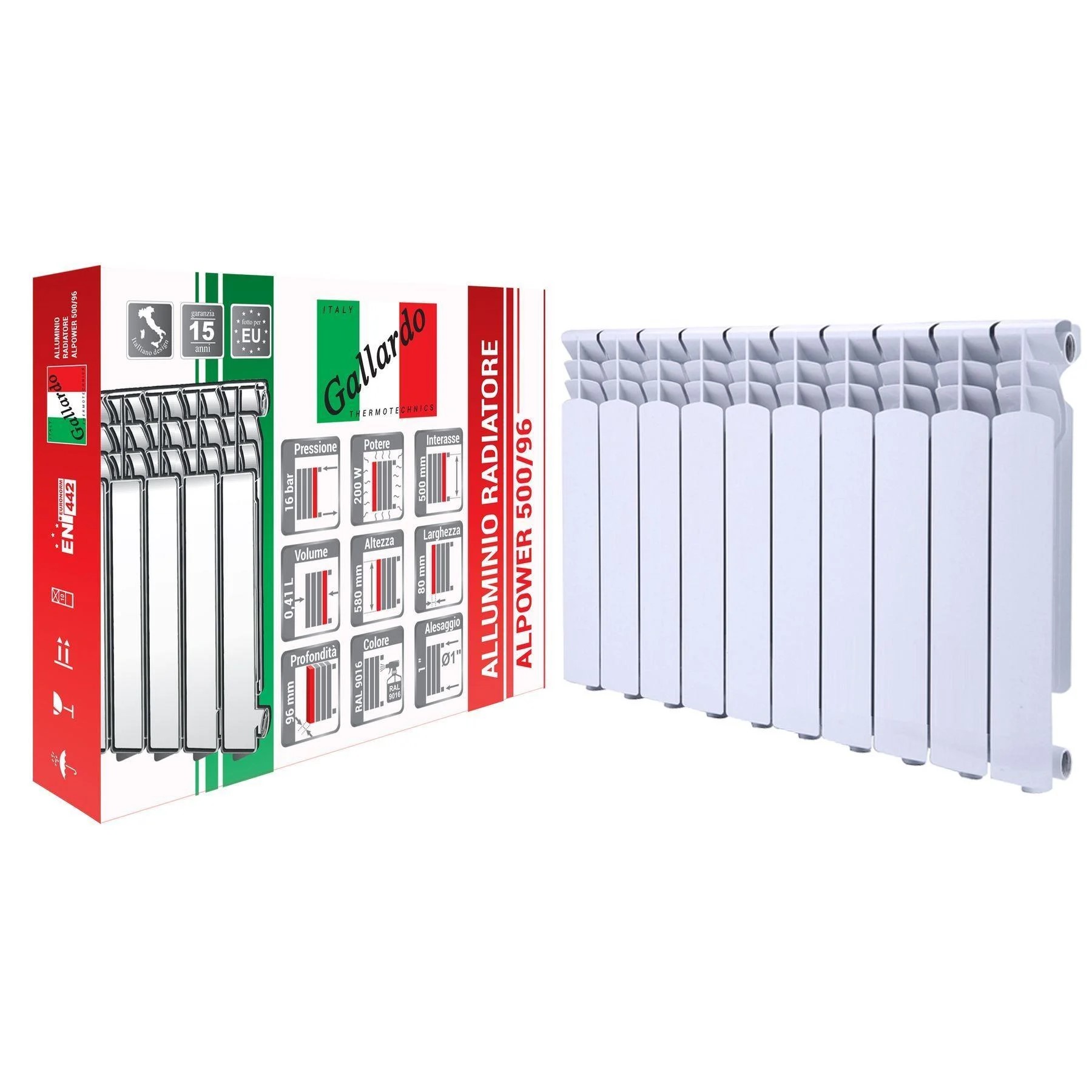 Радіатор алюмінієвий секційний Gallardoo Alpower 500/96